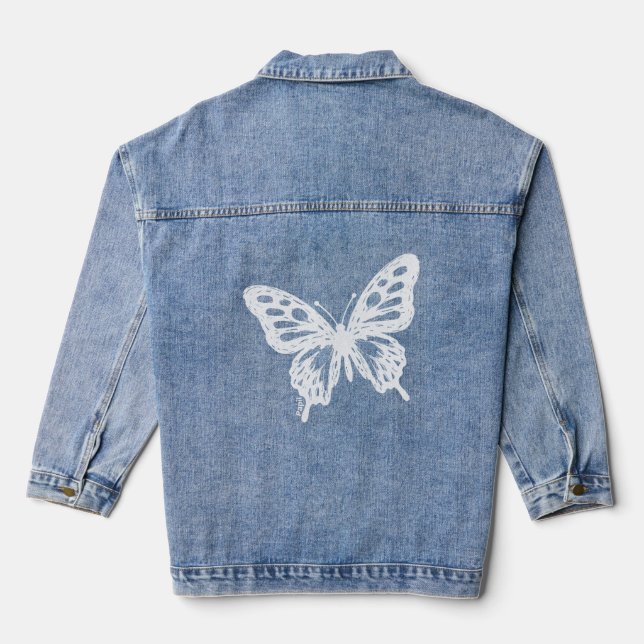 Chaqueta Vaquera Blue Butterfly Minimal Nature Art by Papil (Reverso )