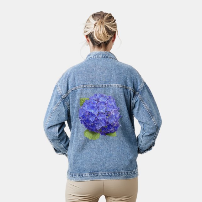Chaqueta Vaquera Blue Hydrangea Flor Arte Botánico (Modelo)