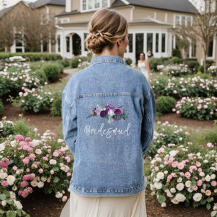 Chaqueta Vaquera Boda de guiones de color morado floral