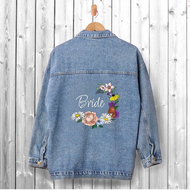 Chaqueta Vaquera Boda de hongos azules florales de flores silvestre (Subido por el creador)