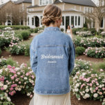 Chaqueta Vaquera Boda de la dama de honor Nombre personalizado<br><div class="desc">dama de honor personalizada,  novias en equipo,  fiesta personalizado de novias,  boda de soltera,  chaqueta de dama de honor,  boda de novia,  equipo boda rústico,  regalo de soltera,  accesorios bodas personalizados,  ropa de novia nombre</div>