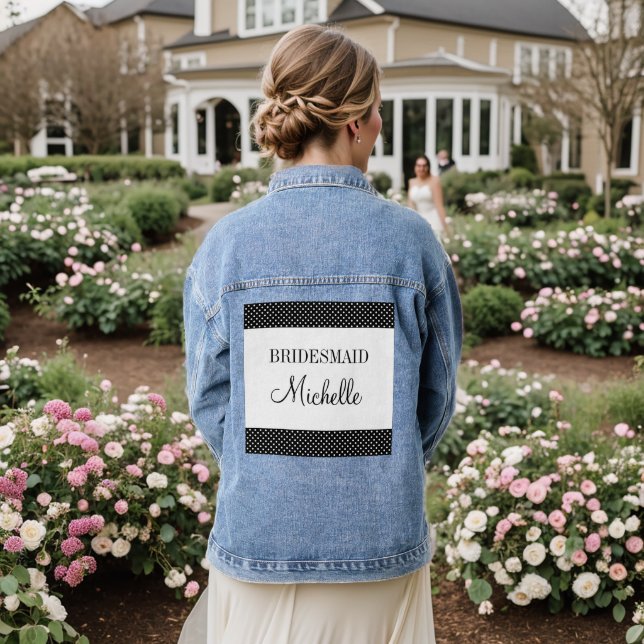Chaqueta Vaquera Boda de novias de polka blanca y negra (Reverso Boda)