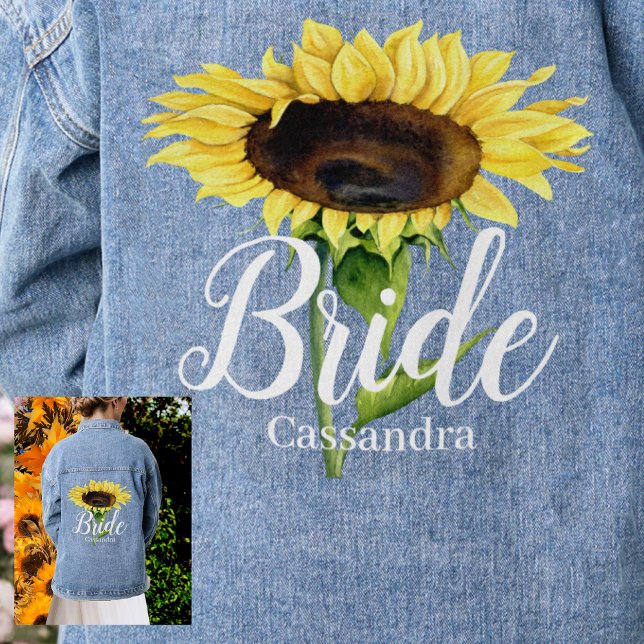Chaqueta Vaquera Boda floral amarillo girasol nombre novia (Subido por el creador)