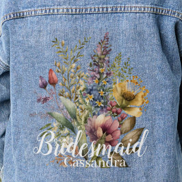 Chaqueta Vaquera Boda Floral de nombre de novia Flores silvestres