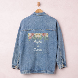 Chaqueta Vaquera Boda Floral de Peonía Rosa Elegante y Polvorienta