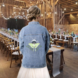 Chaqueta Vaquera Boda Mística Negra Boho Luna Moth Fases Lunares