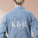 Chaqueta Vaquera Boda Monograma Minimalista Blanco sencillo<br><div class="desc">Una colección minimalista de diseño de monograma boda de productos con tipografía tradicional clásica en blanco. ¡El diseño perfecto para tu día especial!</div>