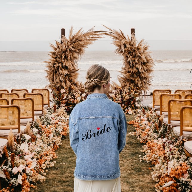 Chaqueta Vaquera Boda novia Bachelorette Party Red Heart (Bride Bridal Wedding Bachelorette Party Red Heart Denim Jacket)