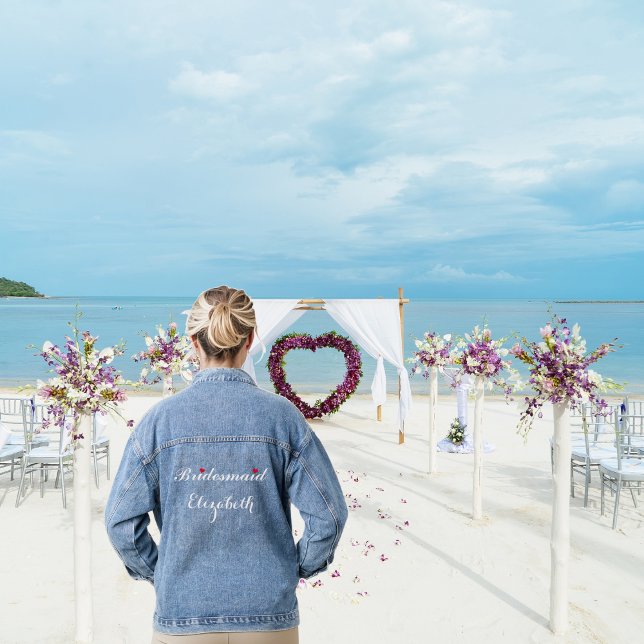 Chaqueta Vaquera Boda personalizada Bridesmaid Bachelorette Party (Personalized Wedding Bridesmaid Bachelorette Party Denim Jacket)