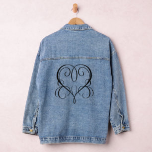 Chaqueta Vaquera Boda romántico caligrafía negro elegante