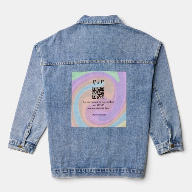 Chaqueta Vaquera Boda sitio web rsvp q r código añadir nombre texto (Reverso )