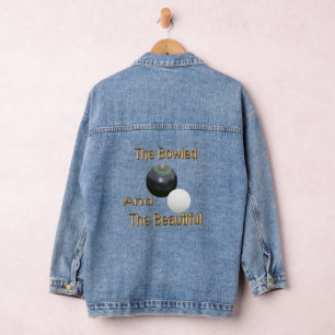 Chaqueta Vaquera Bolas de césped dorado con bolas hermosas, Denim J