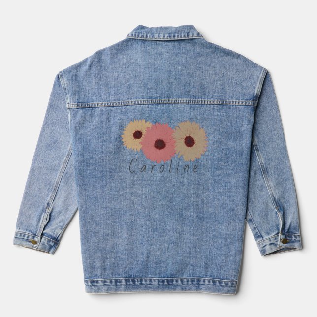 Chaqueta Vaquera Bonito Boho Gerbera Primavera Flores+Nombre person (Reverso )