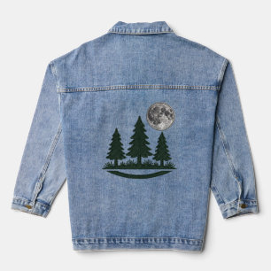 Chaqueta Vaquera Bordado 3D Bosque Pinos & Luna Llena