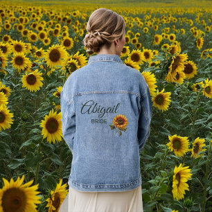 Chaqueta Vaquera Bosque de Bodas Girasoles Novia Verde Esmeralda