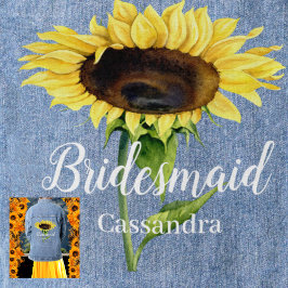 Chaqueta Vaquera Bridesmaids Nombre Boda Floral de girasoles amaril
