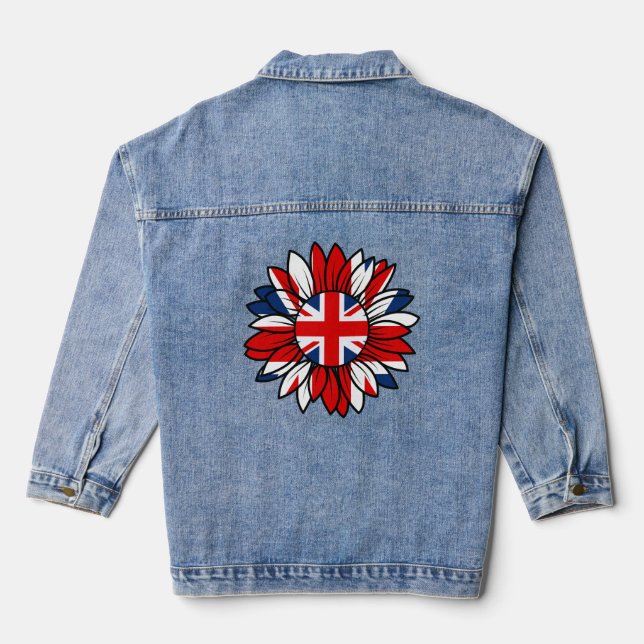 Chaqueta Vaquera British Flag Sunflower Design Women's (Reverso )