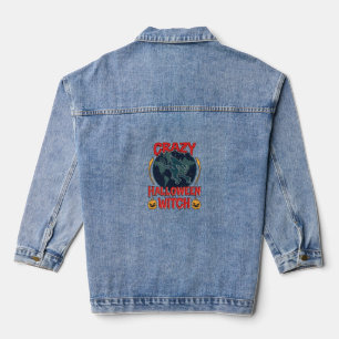 Chaqueta Vaquera Bruja de Halloween Loca Calabaza Voladora Luna Esp