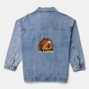 Chaqueta Vaquera Bruja Es Tomada Escoba Árbol Cementerio Halloween_