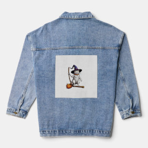 Chaqueta Vaquera Bruja Gato Halloween Mago Místico Amantes Gatos La
