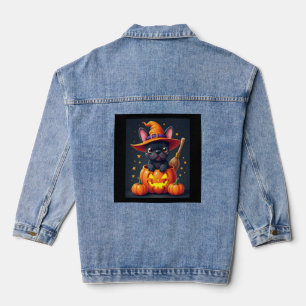 Chaqueta Vaquera Brujo de Bulldog Francés Calabaza Halloween Hombre