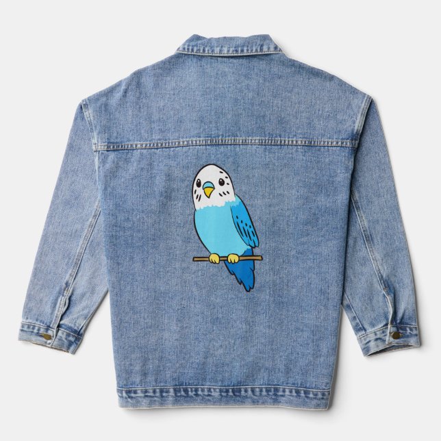 Chaqueta Vaquera Budgie Bird Parakeet Cute Parakeet Blue (Reverso )