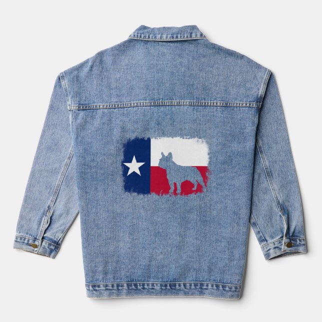 Chaqueta Vaquera Bulldog de franceses con bandera texana del bulldo (Reverso )