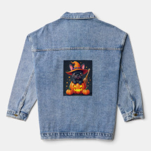 Chaqueta Vaquera Bulldog Francés Bruja Calabaza Halloween Hombres M