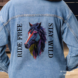 Chaqueta Vaquera Cabalga Libre Permanece Salvaje Cabeza de Caballo