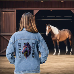 Chaqueta Vaquera Cabalga Libre Permanece Salvaje Cabeza de Caballo 