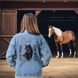 Chaqueta Vaquera Cabalga Libre Permanece Salvaje Cabeza de Caballo 