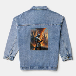 Chaqueta Vaquera Caballero Medieval Funny Castle Fire Fantasy Art T