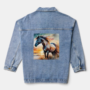 Chaqueta Vaquera Caballo salvaje en una duna fresca al atardecer