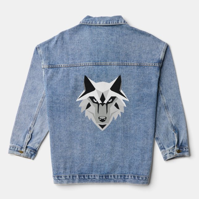 Chaqueta Vaquera cabeza de lobo plateado (Reverso )