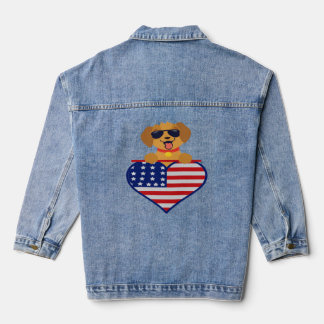 Chaqueta Vaquera Cachorro con gafas de sol Bandera de Estados Unido