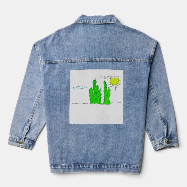 Chaqueta Vaquera Cactus Doodle Funky Verde Afortunado (Reverso )