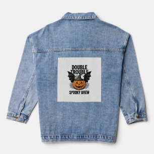 Chaqueta Vaquera Calabaza de Halloween Bruja Doble Problema Diseño 