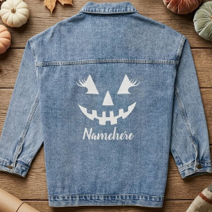 Chaqueta Vaquera Calabaza de Halloween personalizada femenina Jack