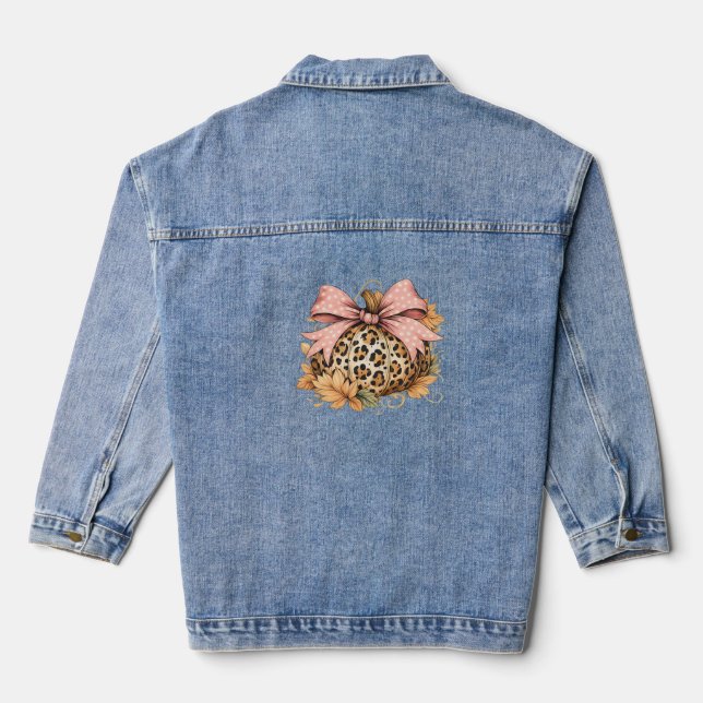 Chaqueta Vaquera Calabaza de leopardo de Coquette con arco rosado - (Reverso )