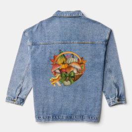 Chaqueta Vaquera Calabaza de otoño y cosecha de cesta de hongos