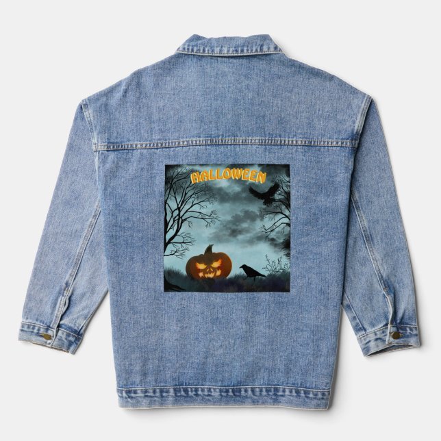 Chaqueta Vaquera Calabaza y calabaza de Halloween (Reverso )