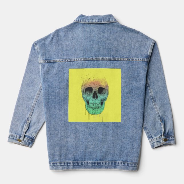 Chaqueta Vaquera Calavera de arte pop (Reverso )
