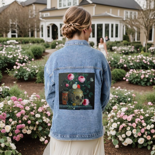 Chaqueta Vaquera Calavera y rosas (Reverso Boda)