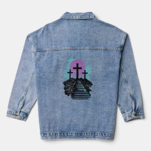 Chaqueta Vaquera Calvario Gólgota está terminado Cristiano moderno