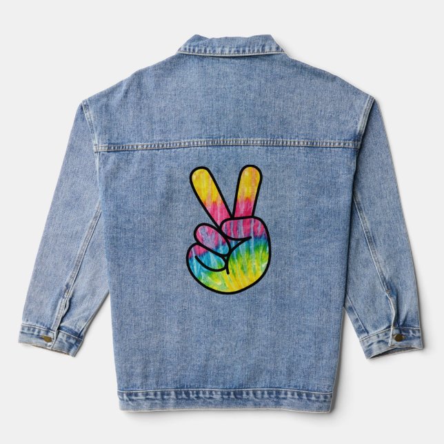 Chaqueta Vaquera Camisa arco iris con signo de paz (Reverso )