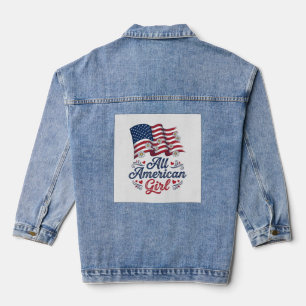 Chaqueta Vaquera Camisa de diseño de bandera de margarita patriótic