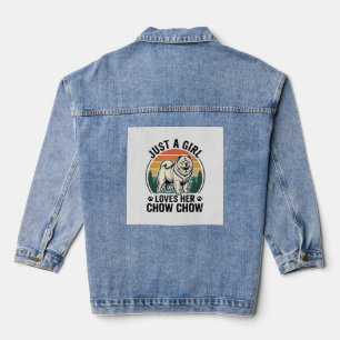 Chaqueta Vaquera Camisa de perro Chow Chow Arte de chica amante de