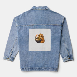 Chaqueta Vaquera Camisa de Sloth con Fideos Ramen Kawaii Sloth