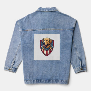 Chaqueta Vaquera Camiseta con grabado de Golden Retriever Patriótic