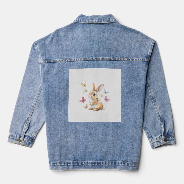Chaqueta Vaquera Camiseta Conejito Pascua Mariposa Cute (Reverso )